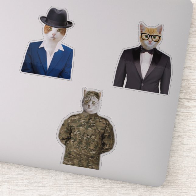 Cat Wearing Suit Sticker (Detail)