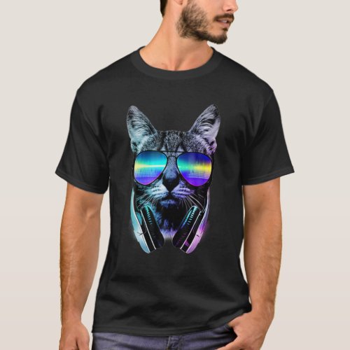Cat Wearing Sunglasses And Headphones T_Shirt