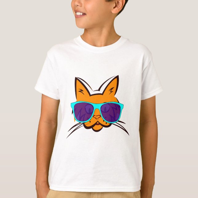 CAT wearing sunglasses funny kids T-shirts (Front)