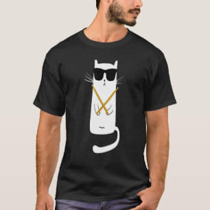 Cat Wearing Sunglasses Playing Drums Drummers T-Shirt
