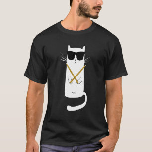 Cat Wearing Sunglasses Playing Drums Drummers T-Shirt