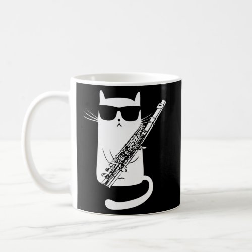Cat Wearing Sunglasses Playing Flute Coffee Mug