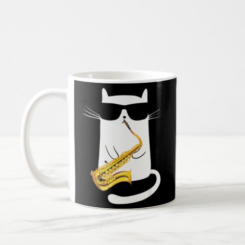 Cat Wearing Sunglasses Playing Saxophone Coffee Mug