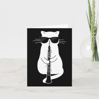 Cat Wearing Sungles Playing Oboe  Card
