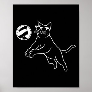 Cat Wearing Sungles Volleyball Cat Poster