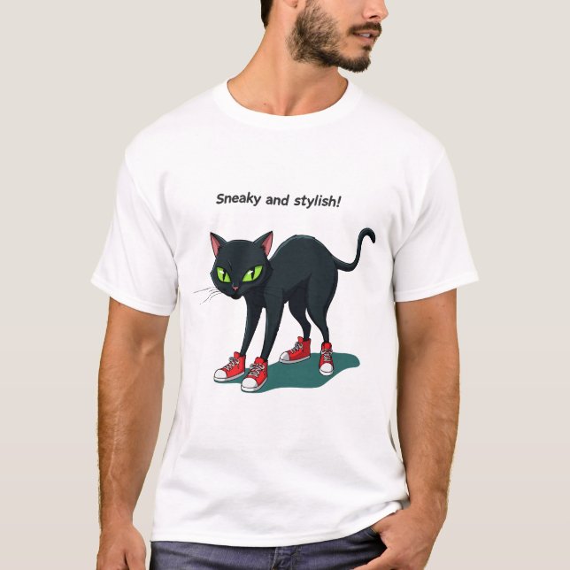 Cat wearing tiny sneakers T-Shirt (Front)