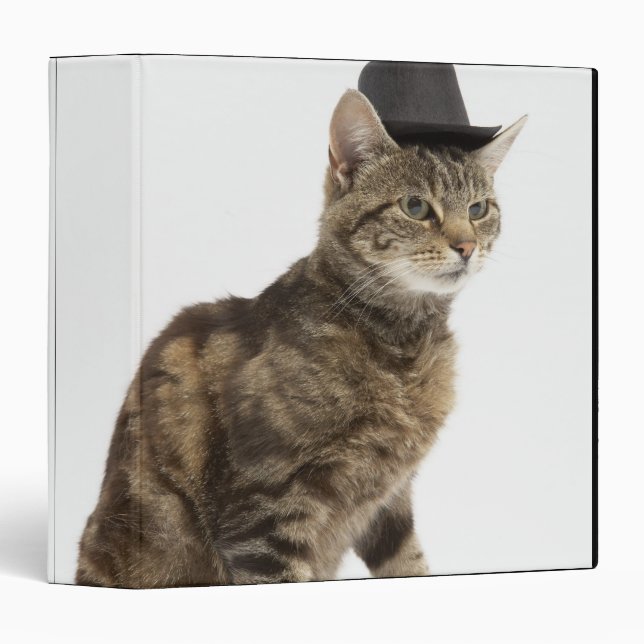 Cat wearing top hat 3 ring binder (Front/Spine)