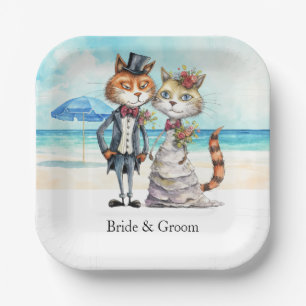 Cat Wedding Beach Wedding Themed Paper Plates