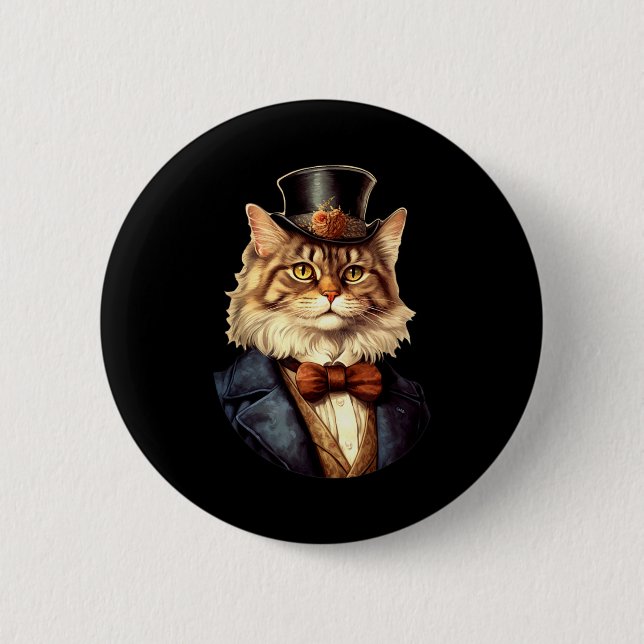 Cat Wedding Bride Groom Pet Cat Owners Lovers Wedd Button (Front)