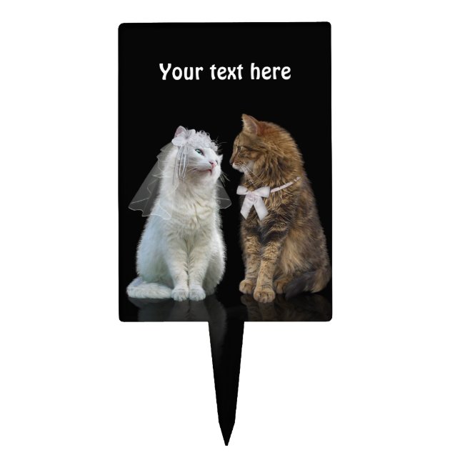 Cat Wedding (customizable) Cake Topper (Front)