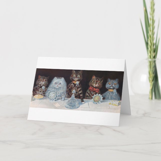 Cat Wedding, Marriage, Bride, Louis Wain Card (Front)