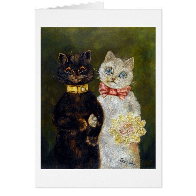 Cat Wedding, Marriage, Bride, Louis Wain Cards (Front)