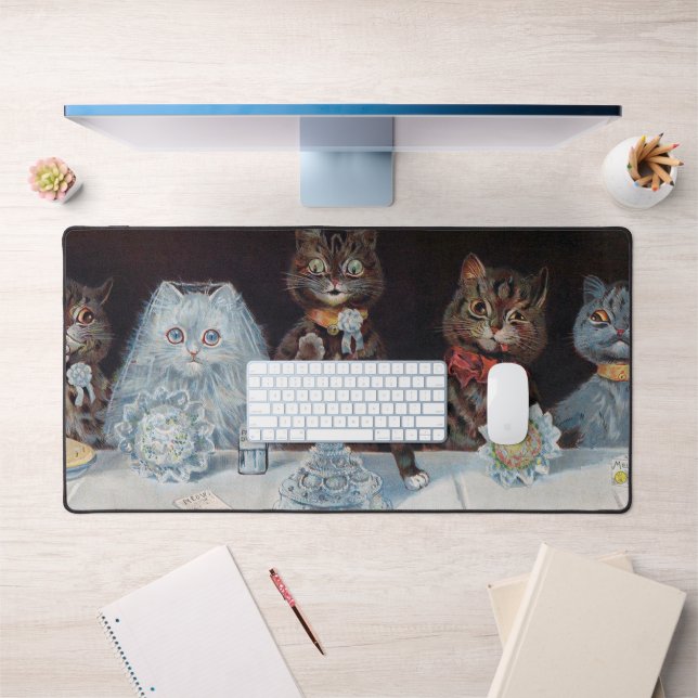 Cat Wedding, Marriage, Bride, Louis Wain Desk Mat (Office 1)