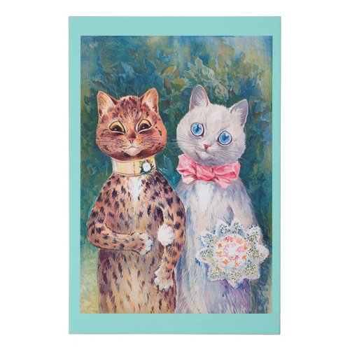 Cat Wedding Marriage Bride Louis Wain Faux Canvas Print