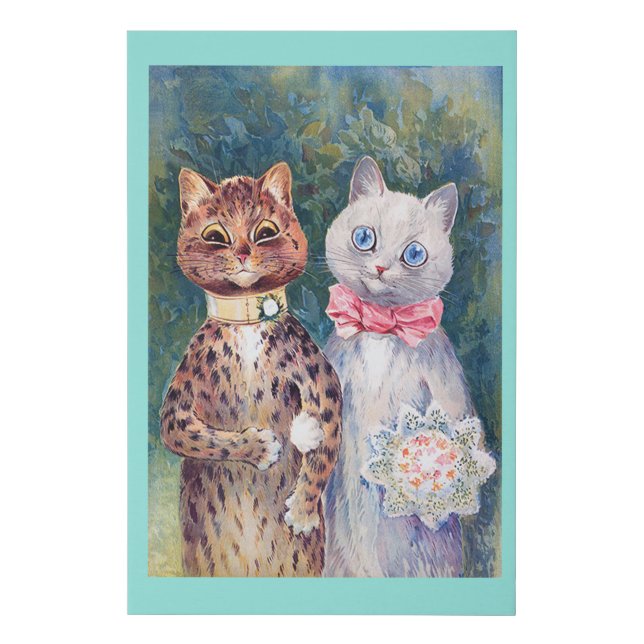 Cat Wedding, Marriage, Bride, Louis Wain Faux Canvas Print (Front)