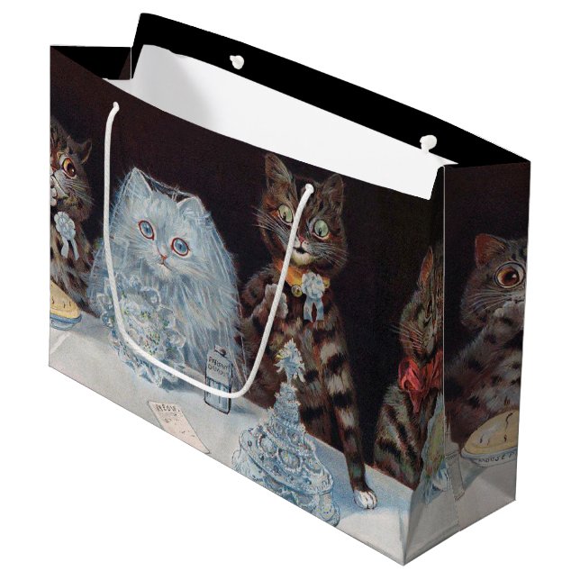 Cat Wedding, Marriage, Bride, Louis Wain Large Gift Bag (Front Angled)