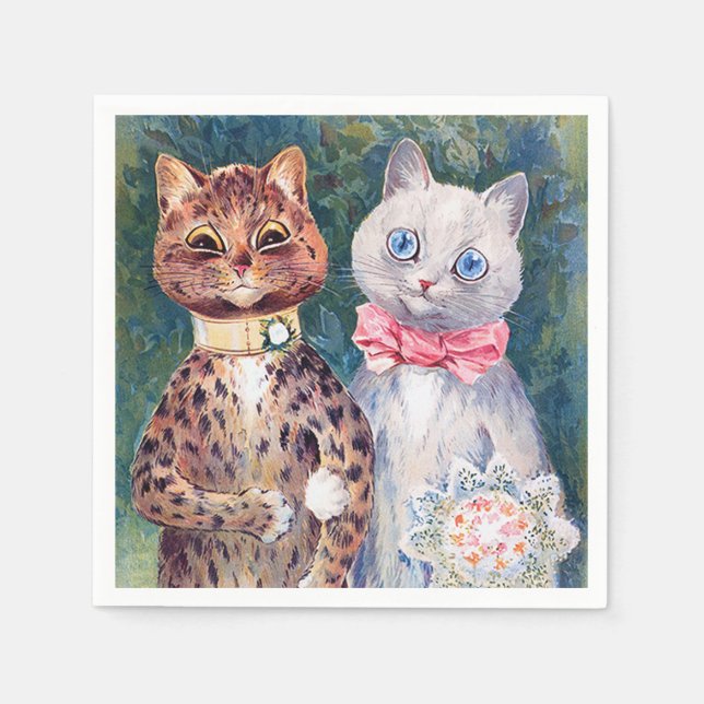 Cat Wedding, Marriage, Bride, Louis Wain Napkins (Front)