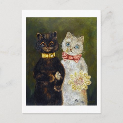 Cat Wedding Marriage Bride Louis Wain Postcard