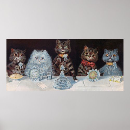 Cat Wedding Marriage Bride Louis Wain Poster