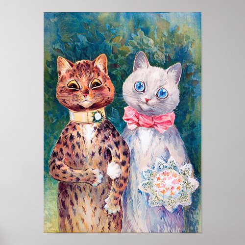 Cat Wedding Marriage Bride Louis Wain Poster