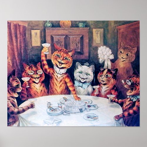 Cat Wedding Marriage Bride Louis Wain Poster