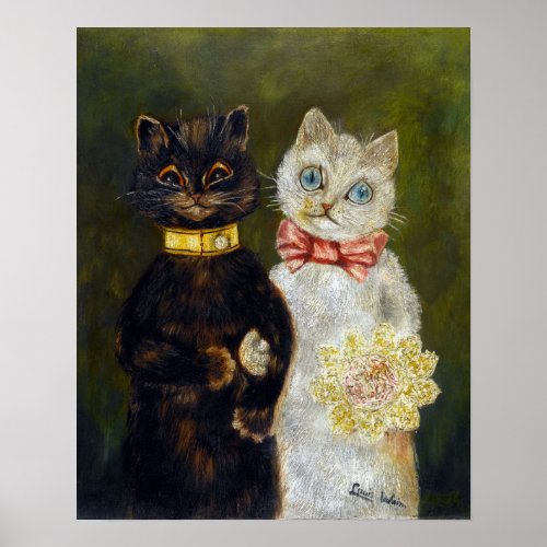 Cat Wedding Marriage Bride Louis Wain Poster