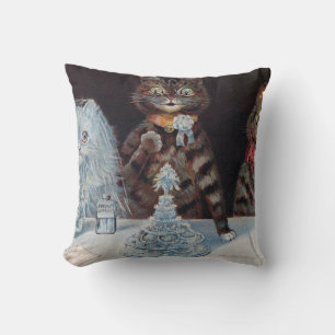 Cat Wedding, Marriage, Bride, Louis Wain Throw Pillow