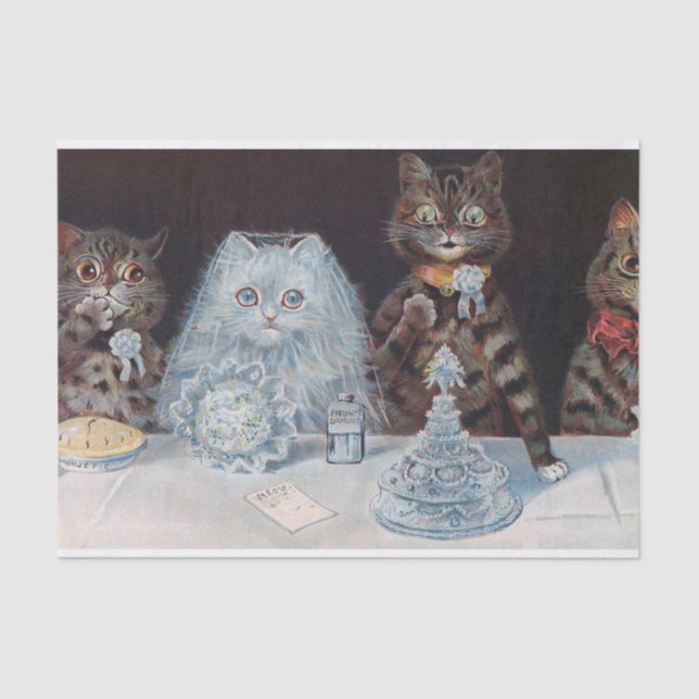 Cat Wedding, Marriage, Bride, Louis Wain Tissue Paper (Front)