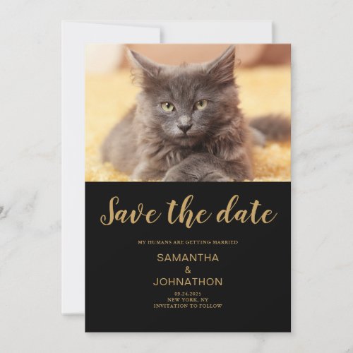 Cat Wedding Photo Flat Save The Date Card