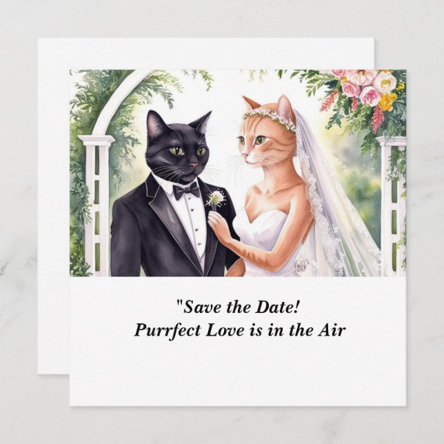 CAT WEDDING Save the Date invitation  (Front/Back)