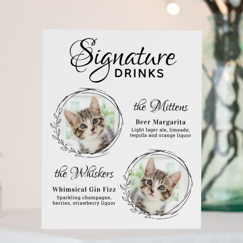 Cat Wedding Signature Drinks 2 Pet Photo Bar  Foam Board