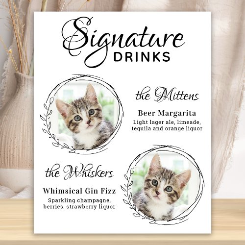 Cat Wedding Signature Drinks 2 Pet Photo Bar  Poster