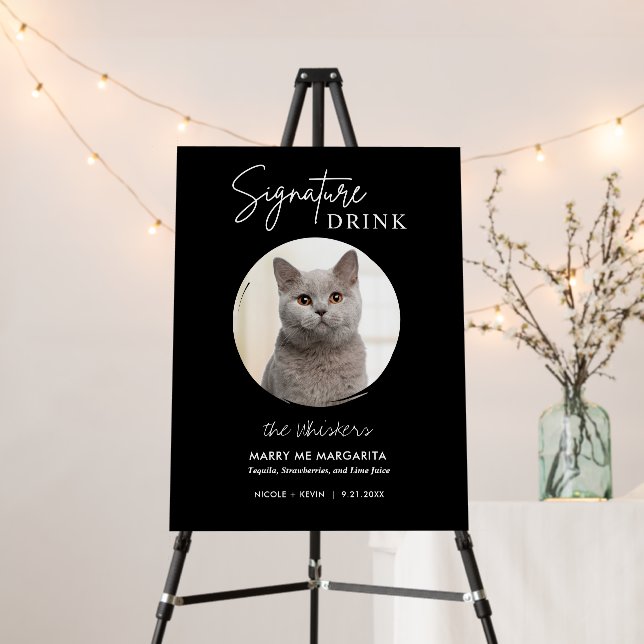 Cat Wedding Signature Drinks Cocktail Bar Pedestal Foam Board (In Situ (Stand))
