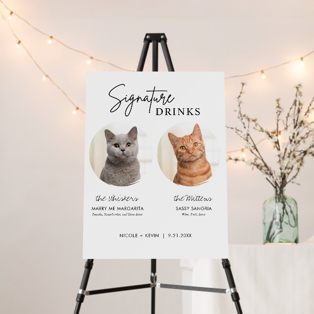 Cat Wedding Signature Drinks Cocktail Bar Pedestal Foam Board (In Situ (Stand))