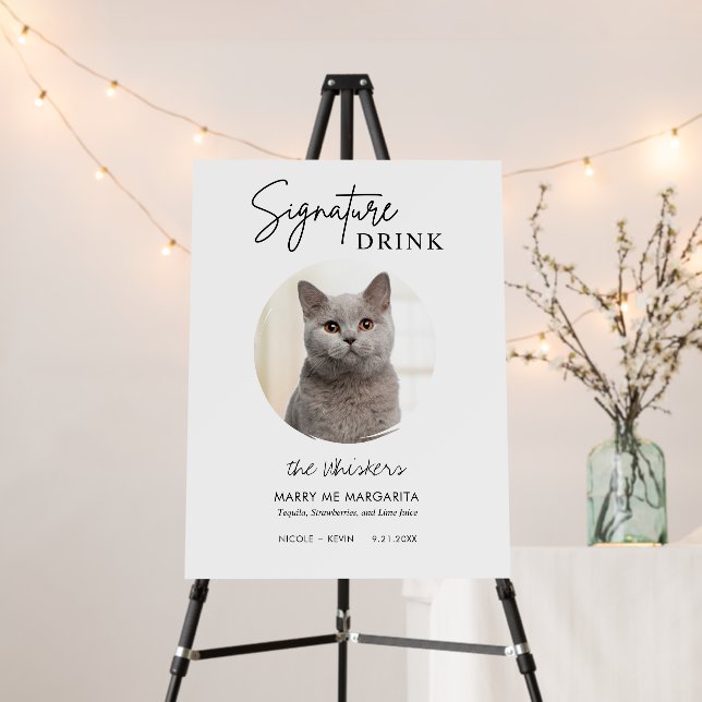 Cat Wedding Signature Drinks Cocktail Bar Pedestal Foam Board (In Situ (Stand))