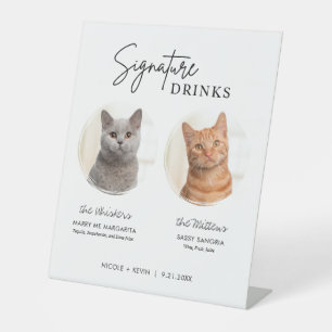 Cat Wedding Signature Drinks Cocktail Bar Pedestal Pedestal Sign