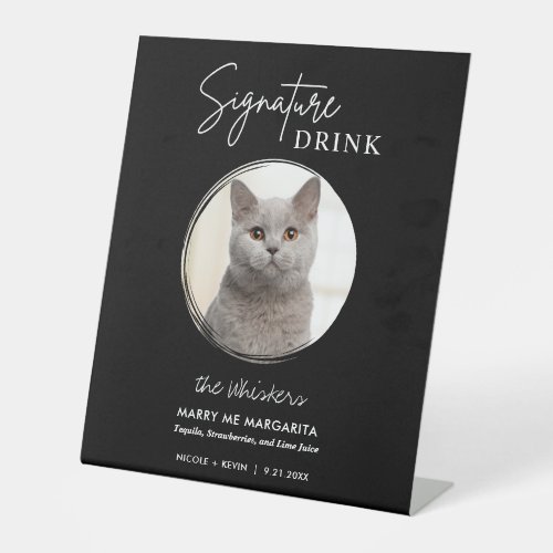 Cat Wedding Signature Drinks Cocktail Bar Pedestal Pedestal Sign