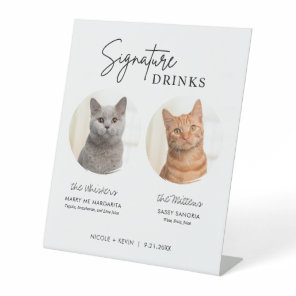 Cat Wedding Signature Drinks Cocktail Bar Pedestal Sign