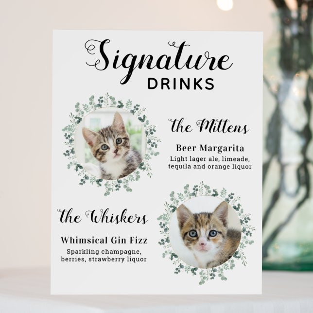 Cat Wedding Signature Drinks Custom Cocktail Bar  Foam Board (Creator Uploaded)