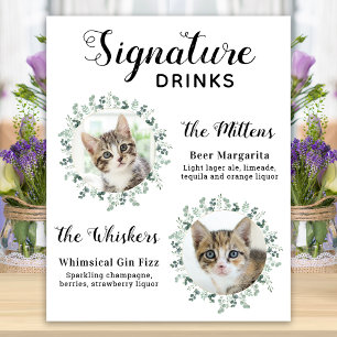 Cat Wedding Signature Drinks Custom Cocktail Bar Poster