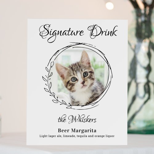 Cat Wedding Signature Drinks Pet Photo Bar  Foam Board