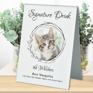 Cat Wedding Signature Drinks Pet Photo Bar Table Tent