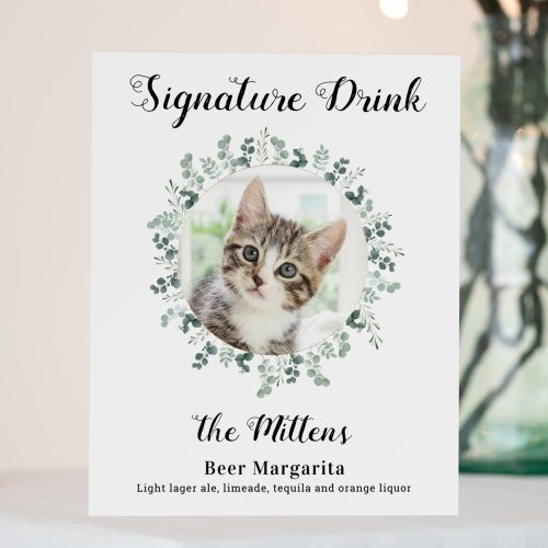 Cat Wedding Signature Drinks Photo Cocktail Bar  Foam Board