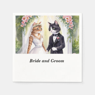 Cat Wedding themed with Bride and Groom Napkins