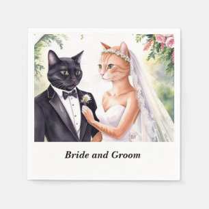 Cat Wedding themed with Bride and Groom  Napkins