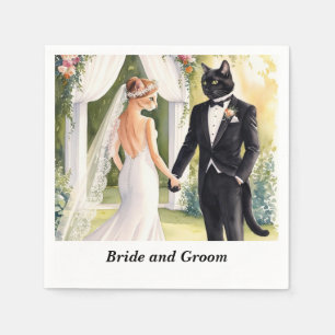 Cat Wedding themed with Bride and Groom  Napkins
