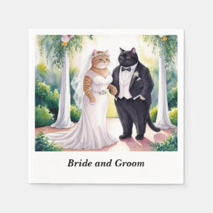 Cat Wedding themed with Bride and Groom  Napkins