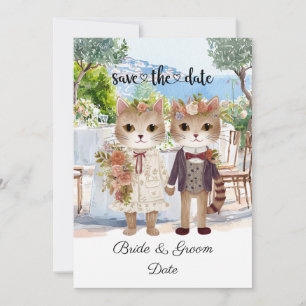 Cat Wedding with Bride and Groom Save The Date