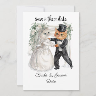 Cat Wedding with Bride and Groom  Save The Date