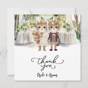 Cat Wedding with Bride and Groom Thank You Card